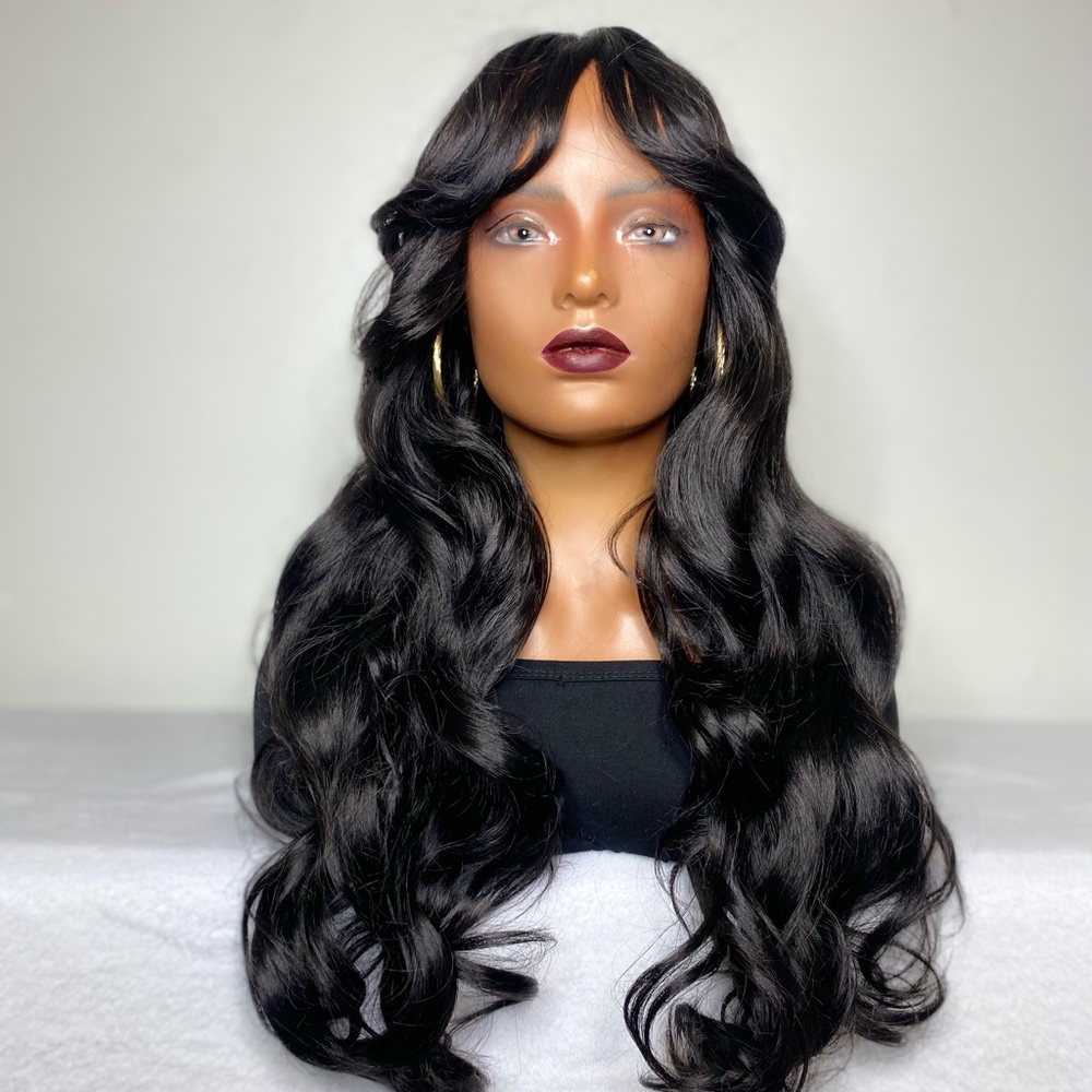 JOY | 24” CURTAIN BANG BODY WAVE CURL LACE FRONT WIG